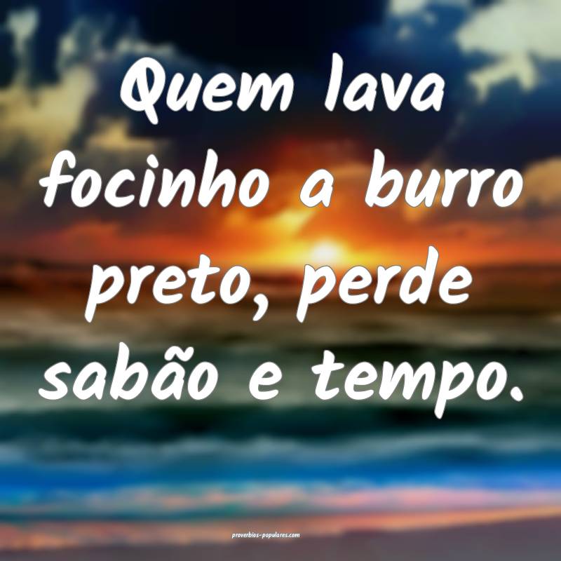 Quem lava focinho a burro preto, perde sabão e tempo.
...
