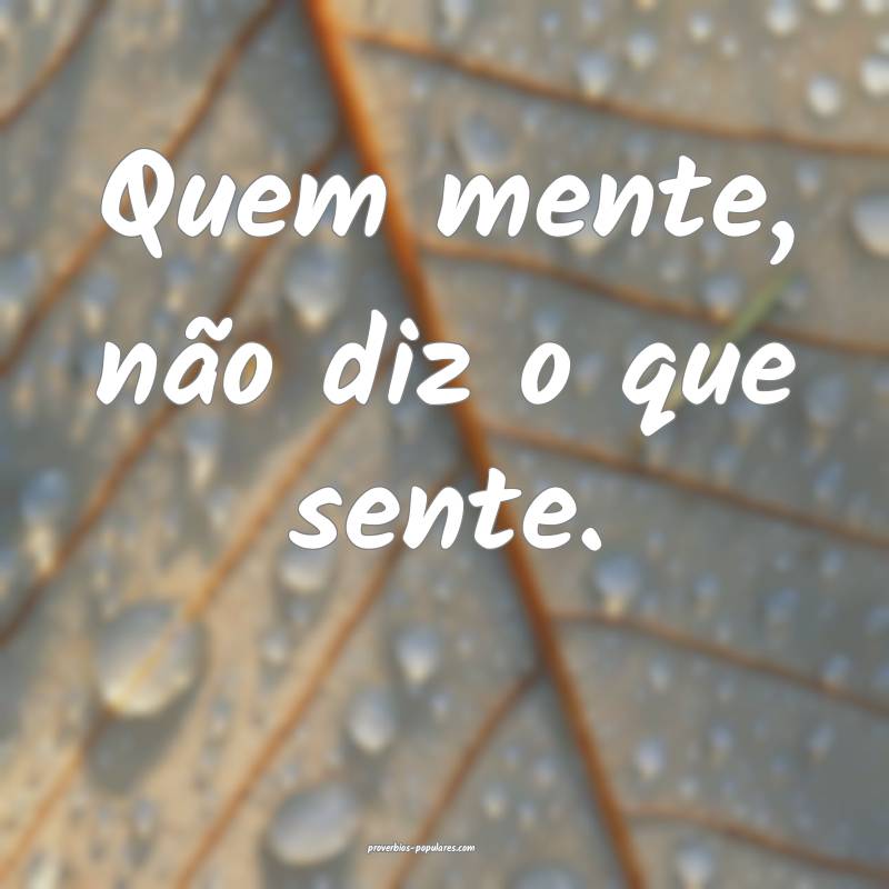 Quem mente, não diz o que sente.
...