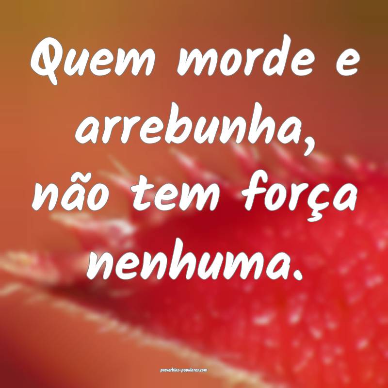 Quem morde e arrebunha, não tem força nenhuma.
 ...