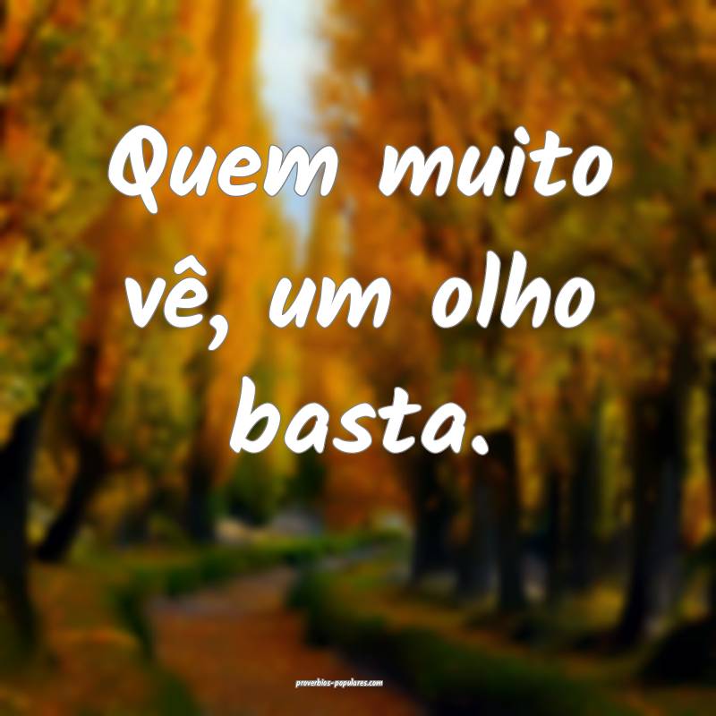 Quem muito vê, um olho basta.
...