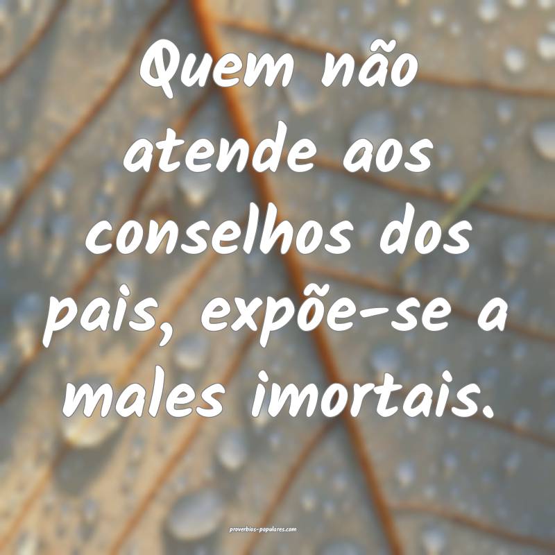 Quem não atende aos conselhos dos pais, expõe-se ...
