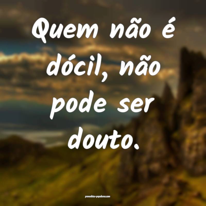 Quem não é dócil, não pode ser douto.
...