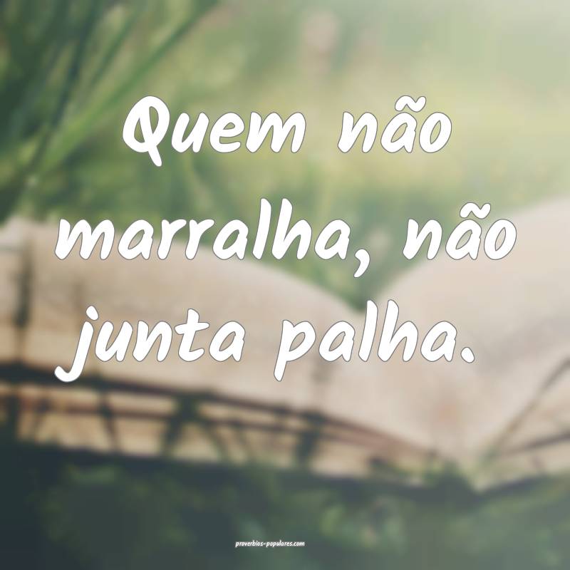 Quem não marralha, não junta palha.
...
