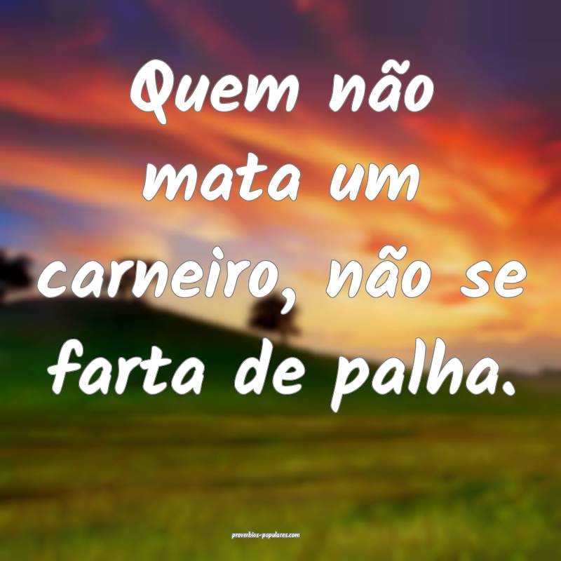 Quem não mata um carneiro, não se farta de palha.
...
