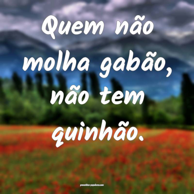 Quem não molha gabão, não tem quinhão.
...