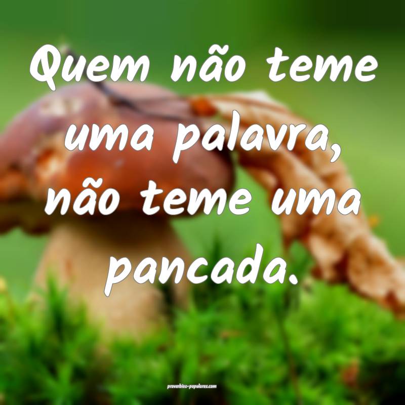 Quem não teme uma palavra, não teme uma pancada.
...