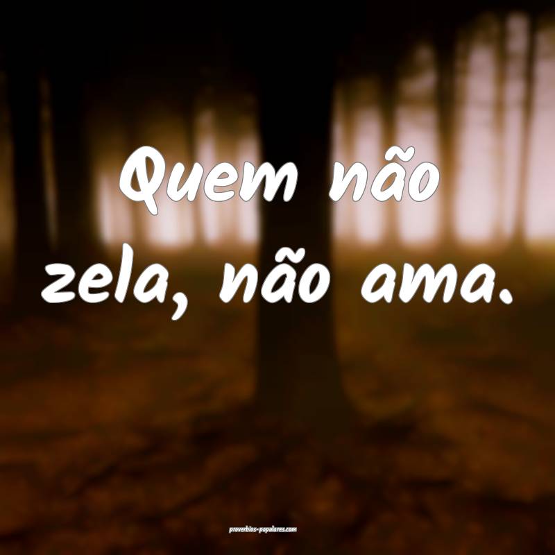 Quem não zela, não ama.
 ...
