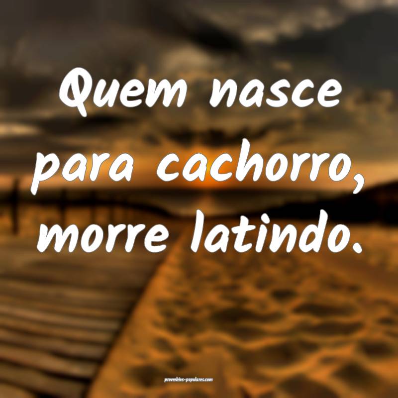 Quem nasce para cachorro, morre latindo.
...