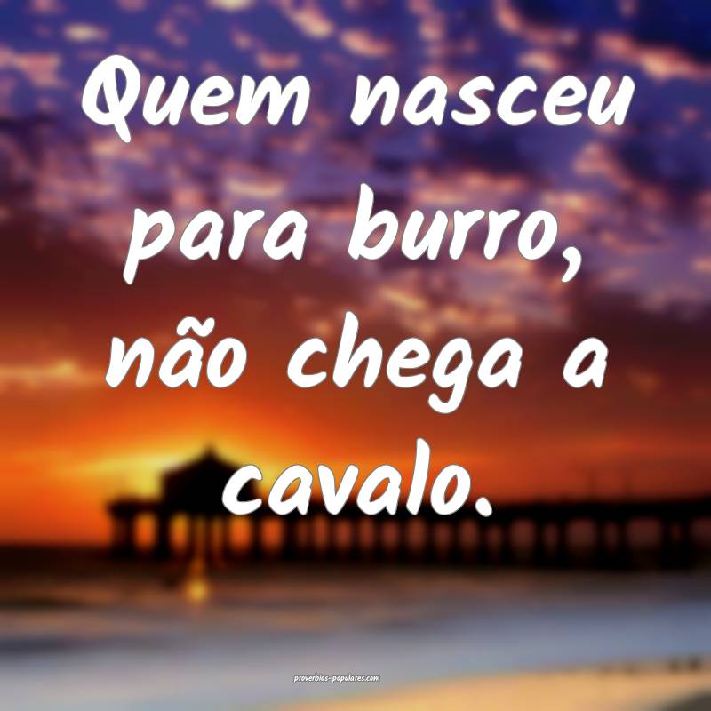 Quem nasceu para burro, não chega a cavalo.
...