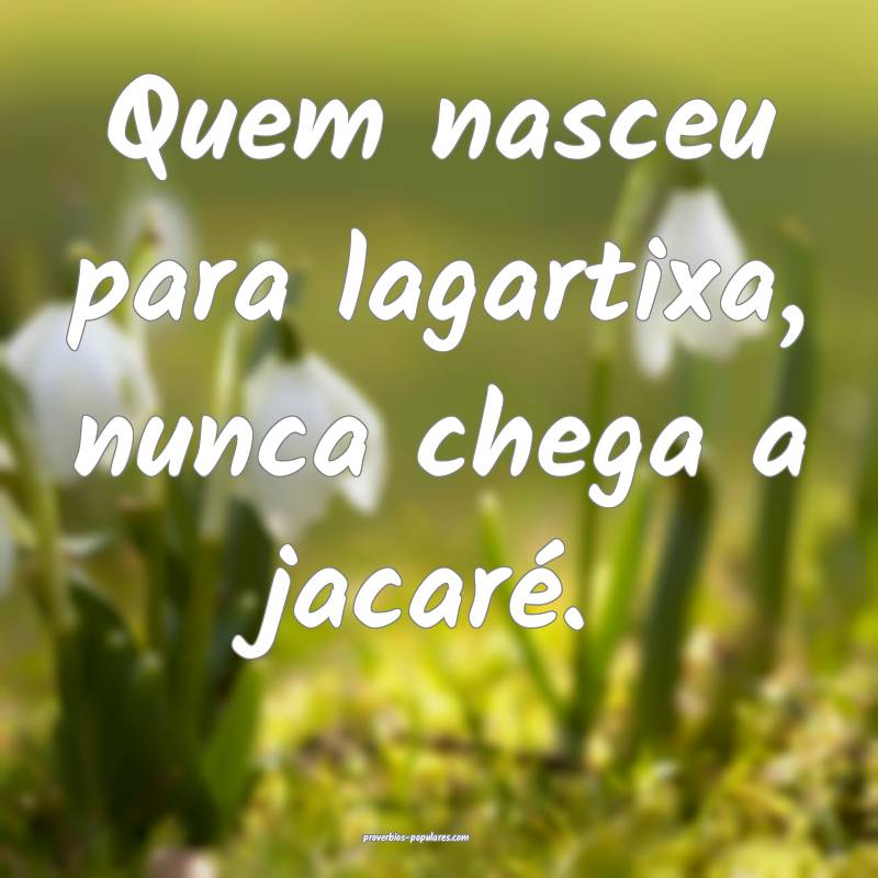 Quem nasceu para lagartixa, nunca chega a jacaré.
...