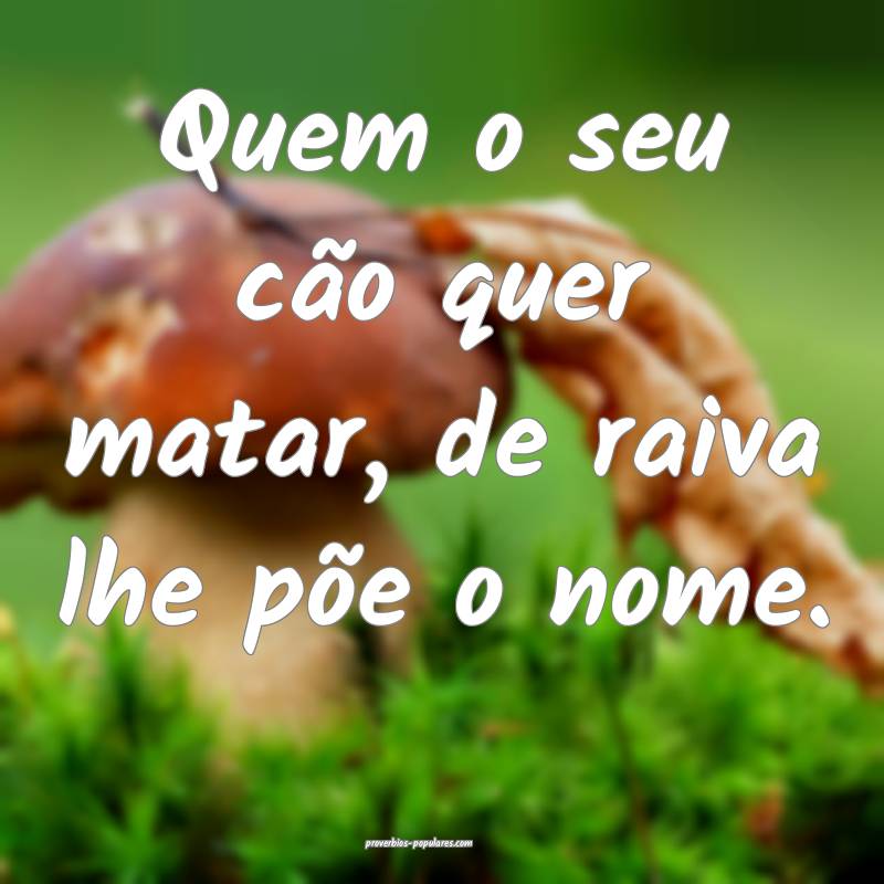 Quem o seu cão quer matar, de raiva lhe põe o nome.
...