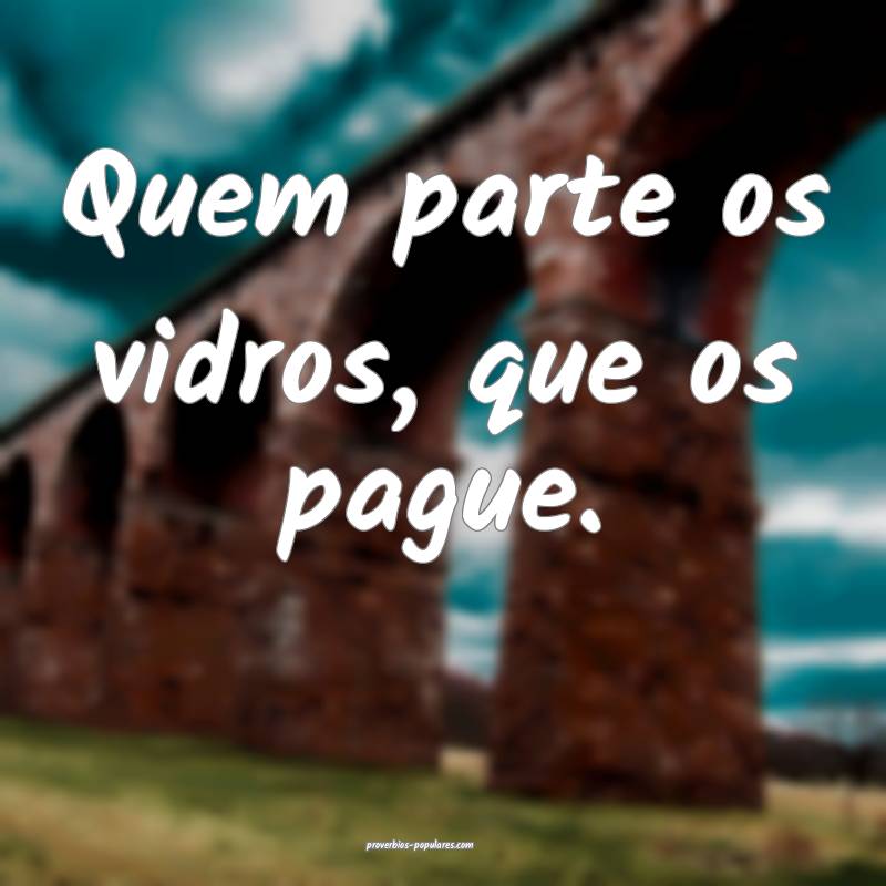 Quem parte os vidros, que os pague.
...