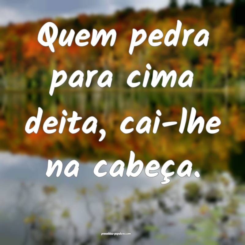 Quem pedra para cima deita, cai-lhe na cabeça.
...