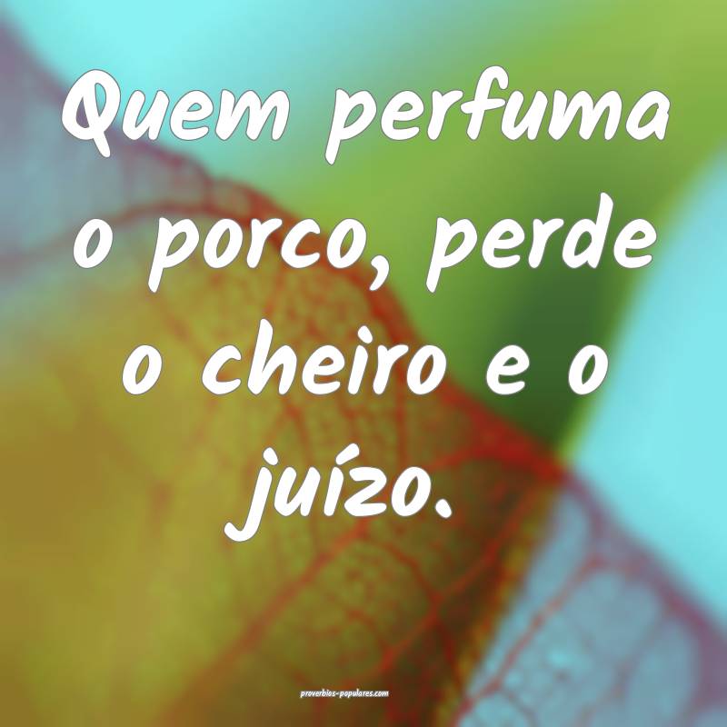Quem perfuma o porco, perde o cheiro e o juízo.
...