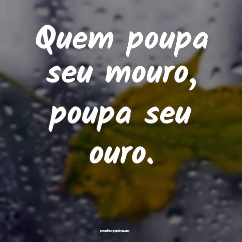 Quem poupa seu mouro, poupa seu ouro.
...