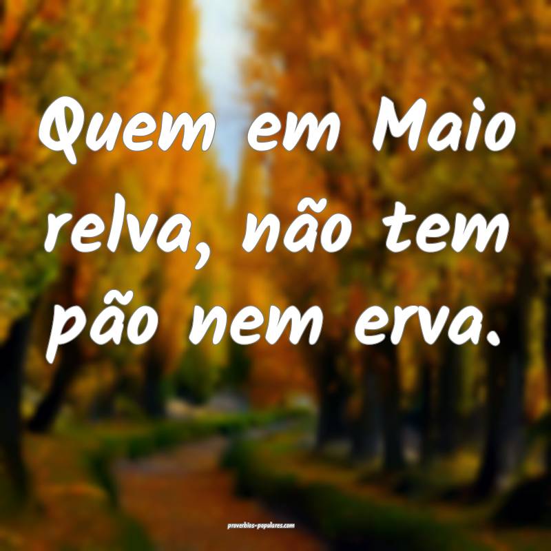 Quem em Maio relva, não tem pão nem erva.
 ...
