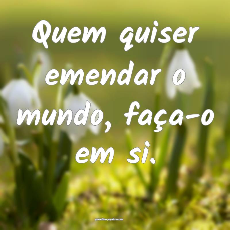 Quem quiser emendar o mundo, faça-o em si.
...