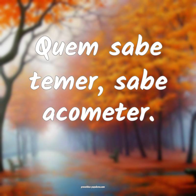 Quem sabe temer, sabe acometer.
...