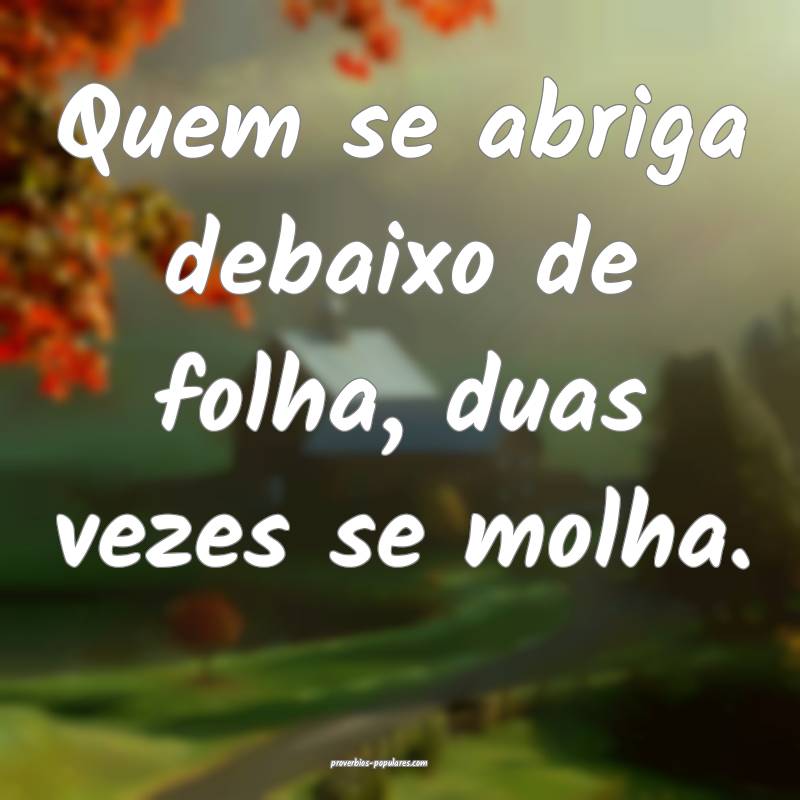 Quem se abriga debaixo de folha, duas vezes se mol ...