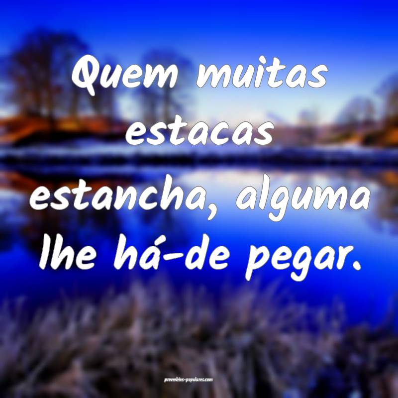 Quem muitas estacas estancha, alguma lhe há-de pegar.
...