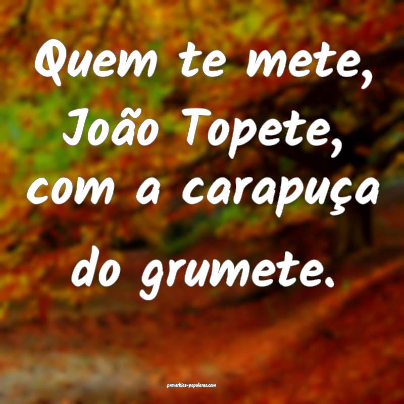 Quem te mete, João Topete, com a carapuça do grumete.
...