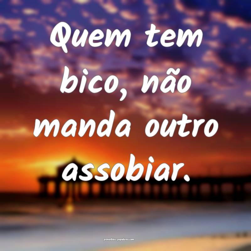 Quem tem bico, não manda outro assobiar.
 ...