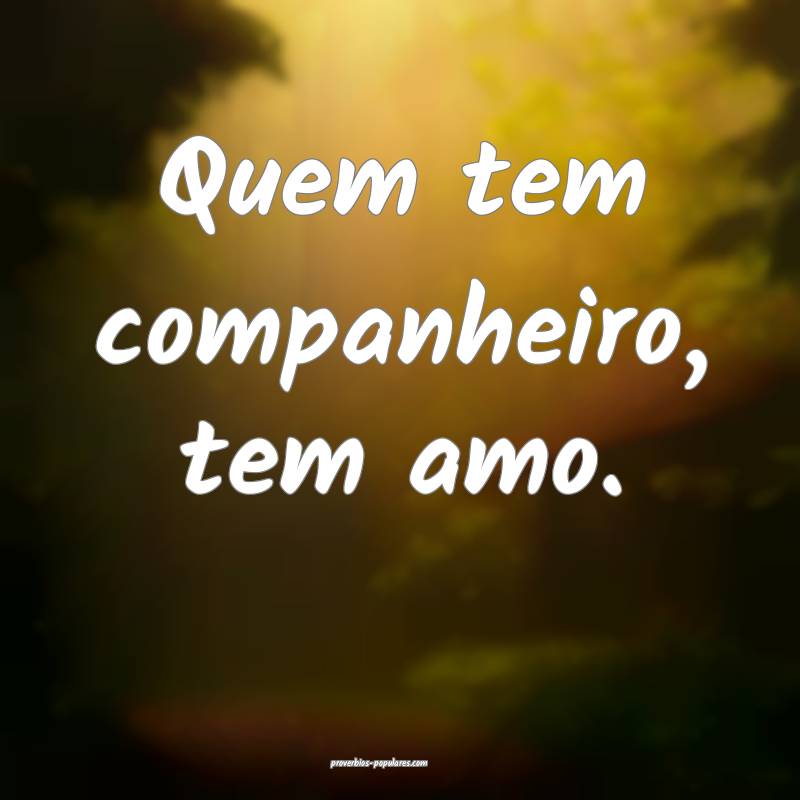 Quem tem companheiro, tem amo.
 ...