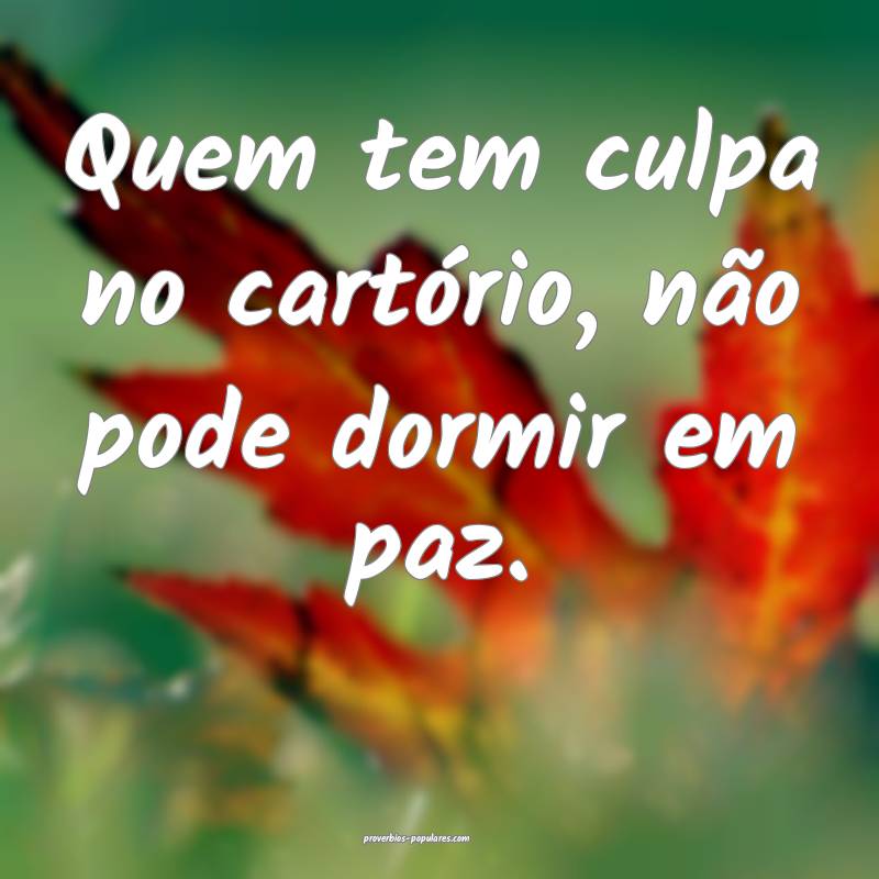 Quem tem culpa no cartório, não pode dormir em p ...