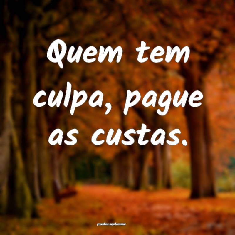 Quem tem culpa, pague as custas.
 ...