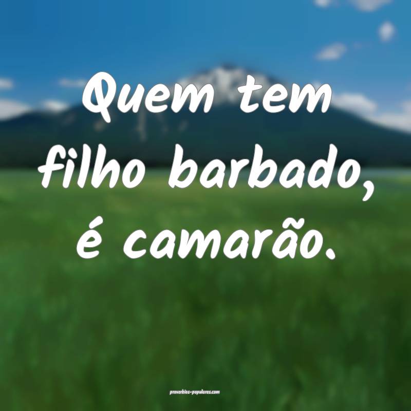 Quem tem filho barbado, é camarão.
...