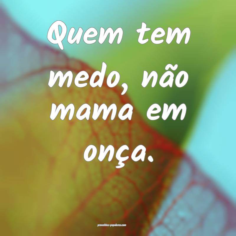 Quem tem medo, não mama em onça.
...