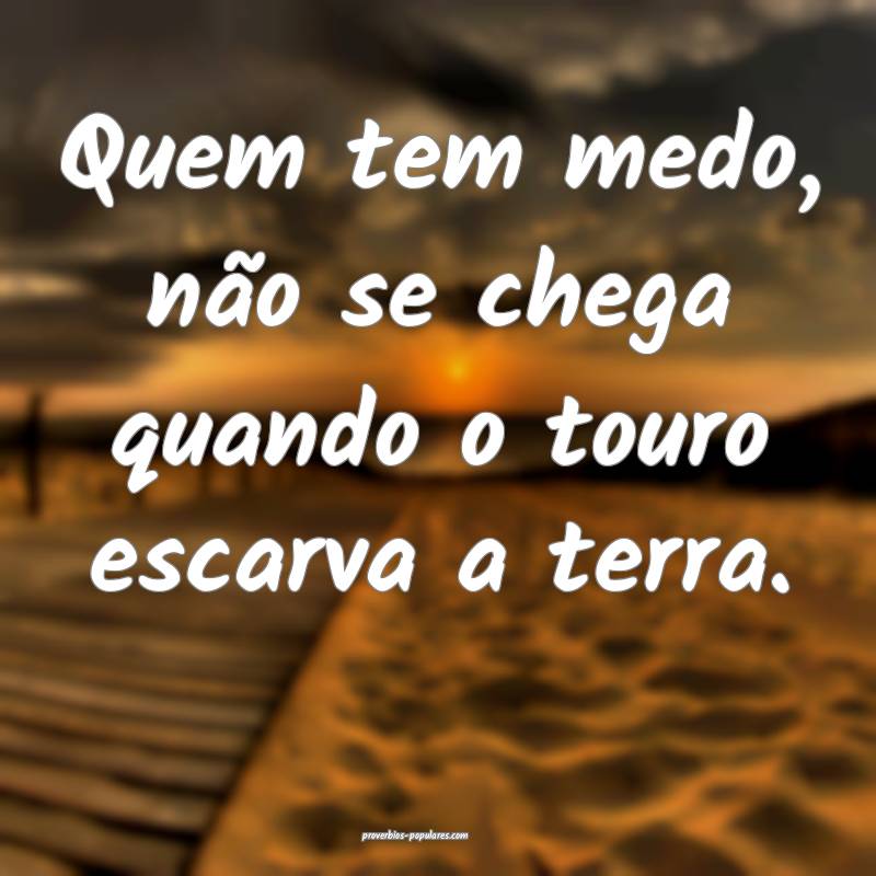 Quem tem medo, não se chega quando o touro escarva a terra.
...