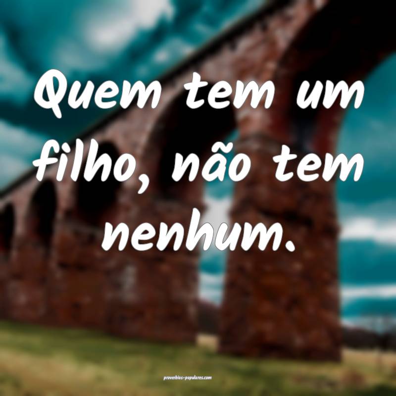 Quem tem um filho, não tem nenhum.
...