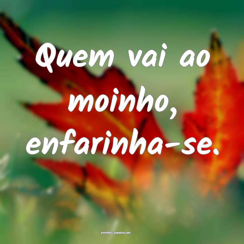 Quem vai ao moinho, enfarinha-se.
...