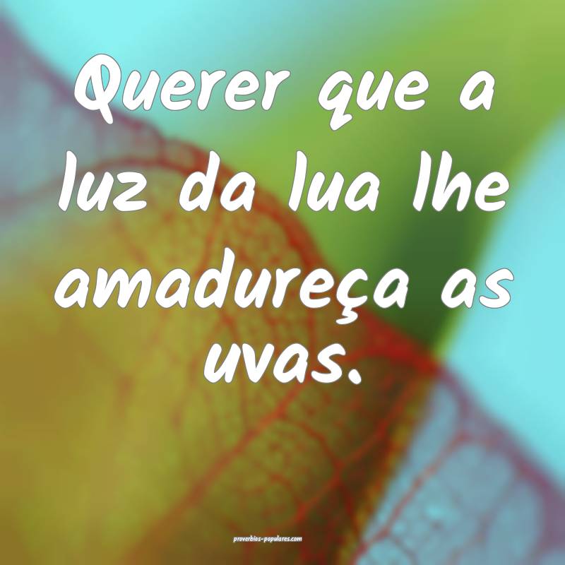 Querer que a luz da lua lhe amadureça as uvas.
 ...