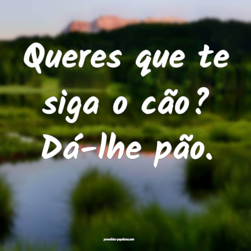 Queres que te siga o cão? Dá-lhe pão.
...