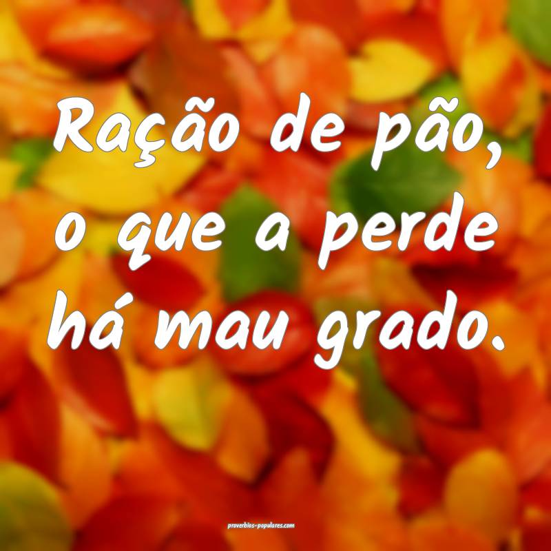 Ração de pão, o que a perde há mau grado.
...
