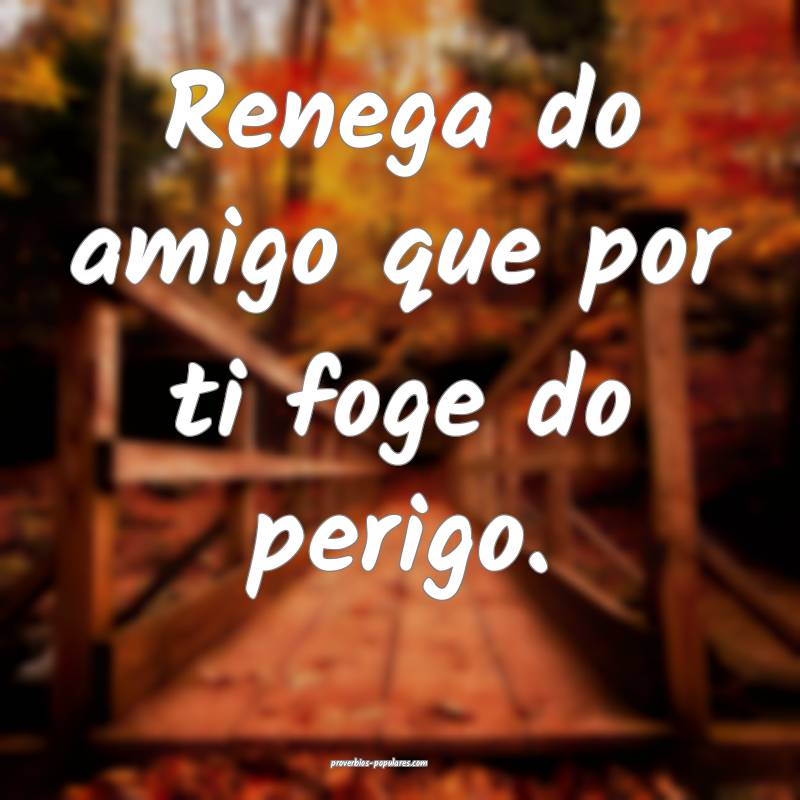 Renega do amigo que por ti foge do perigo.
...