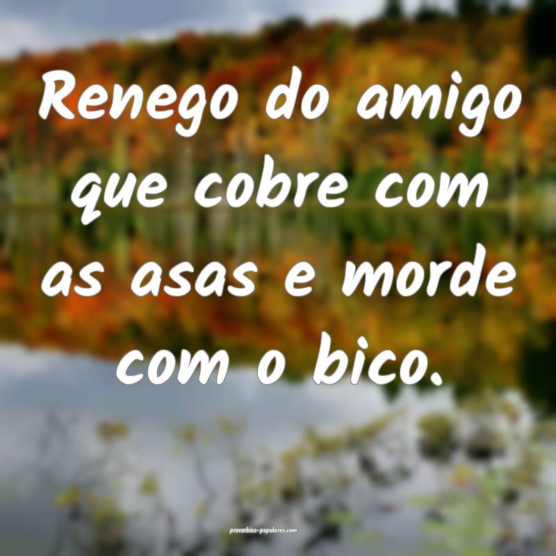 Renego do amigo que cobre com as asas e morde com o bico.
...