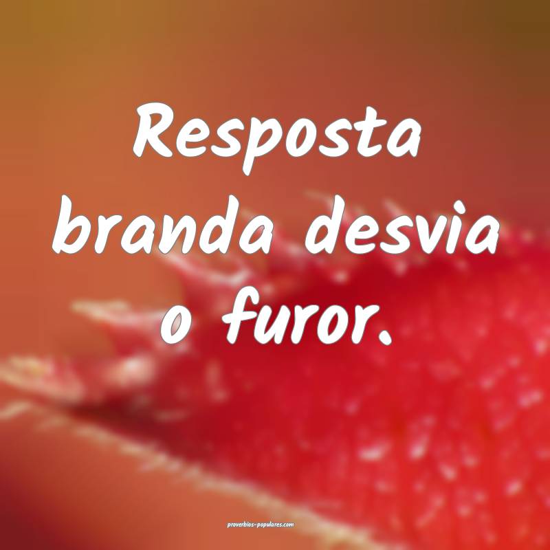 Resposta branda desvia o furor.
...