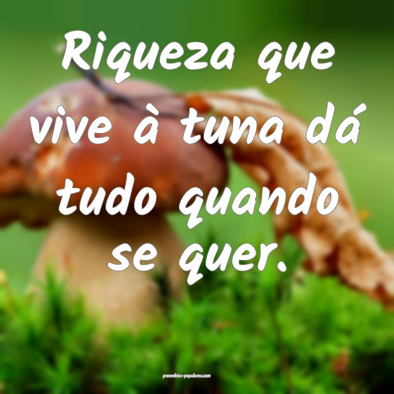 Riqueza que vive à tuna dá tudo quando se quer.
...