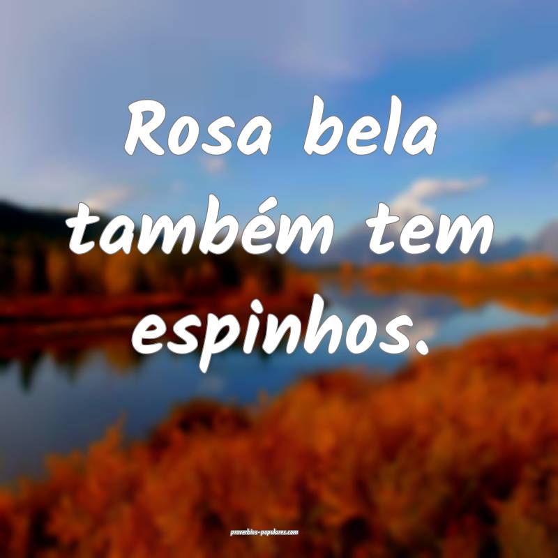 Rosa bela também tem espinhos.
...