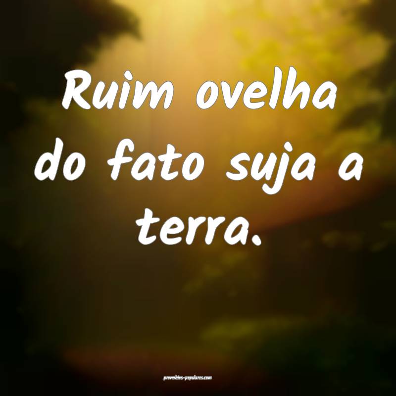 Ruim ovelha do fato suja a terra.
 ...