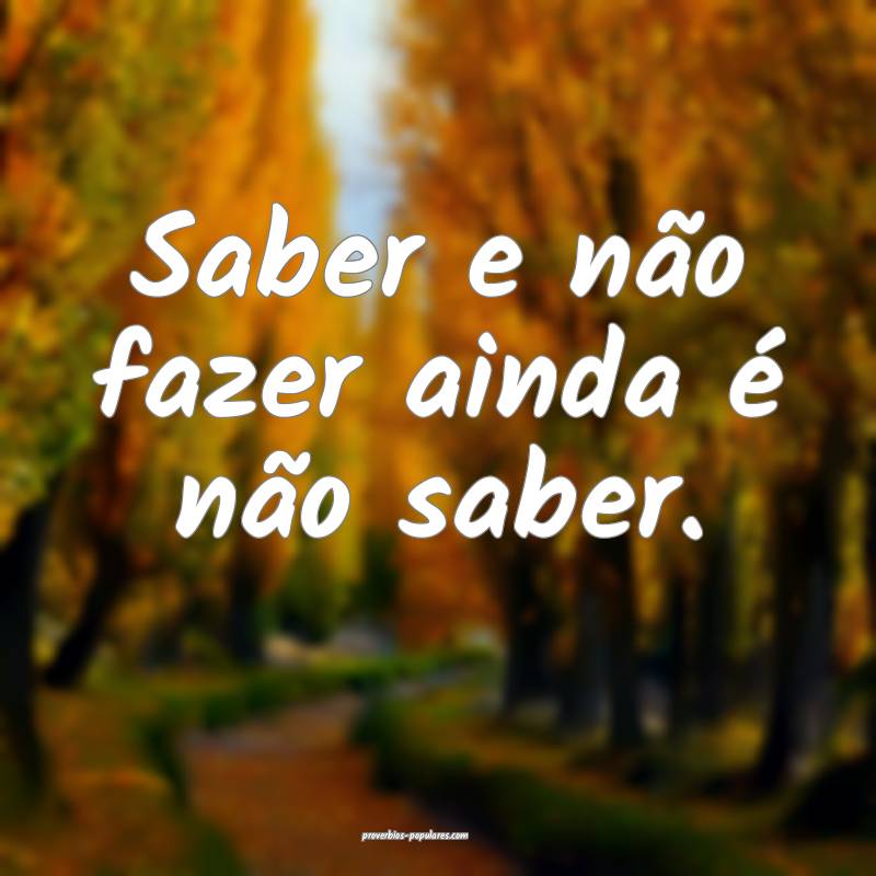 Saber e não fazer ainda é não saber.
...