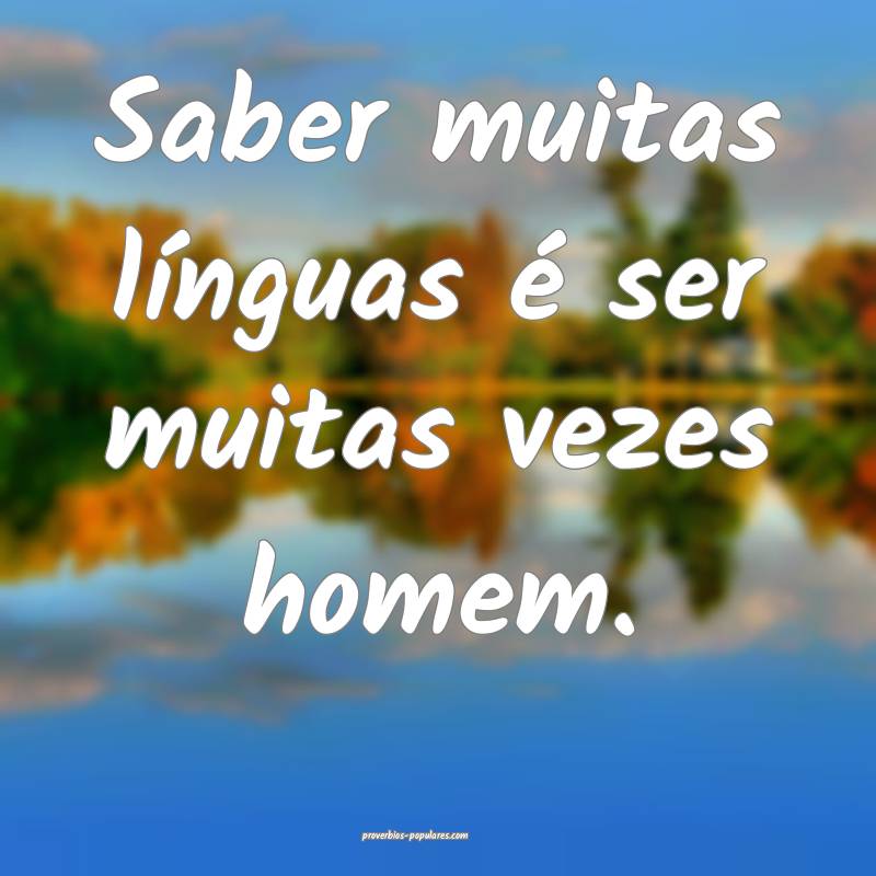 Saber muitas línguas é ser muitas vezes homem.
...