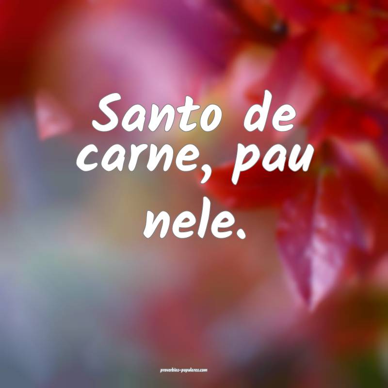 Santo de carne, pau nele.
 ...