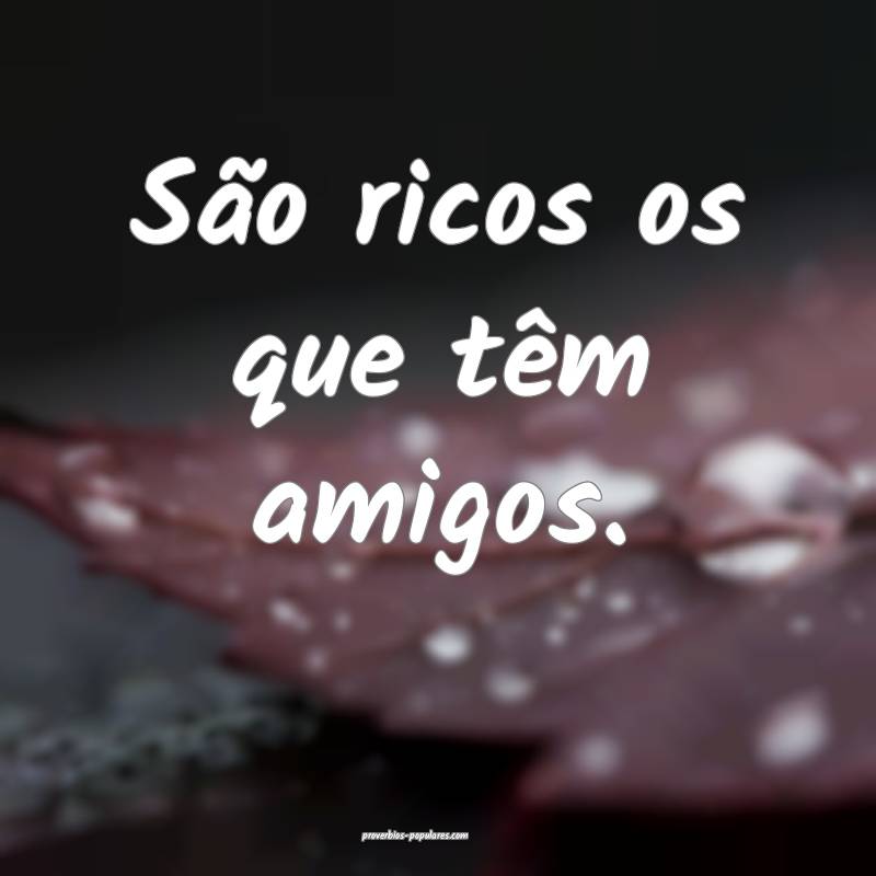 São ricos os que têm amigos.
...