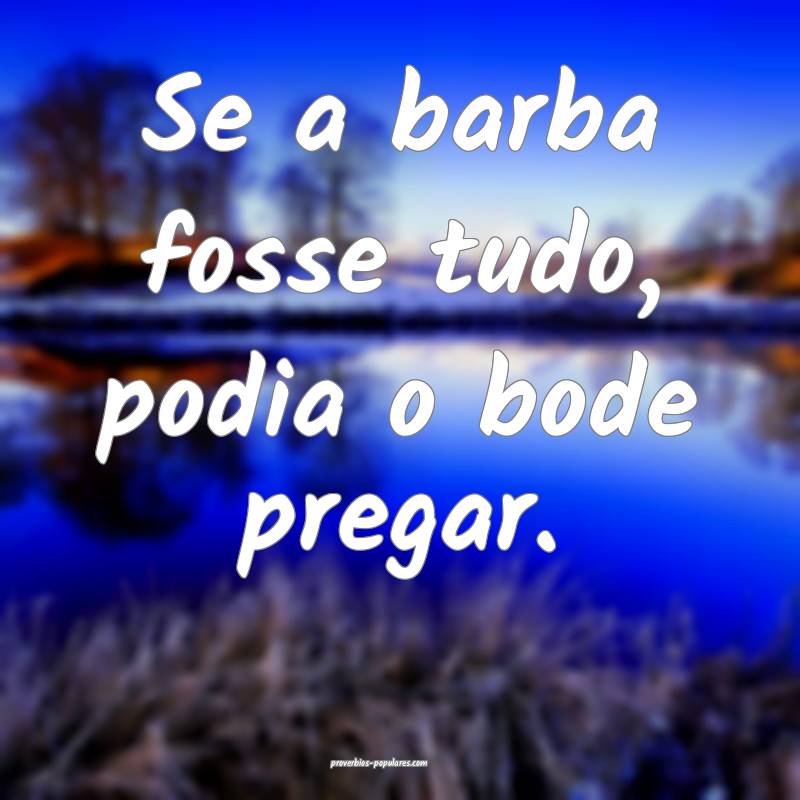 Se a barba fosse tudo, podia o bode pregar.
 ...