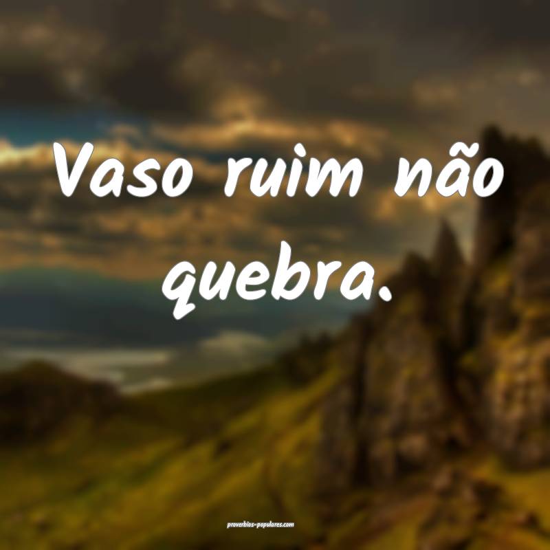 Vaso ruim não quebra.
 ...