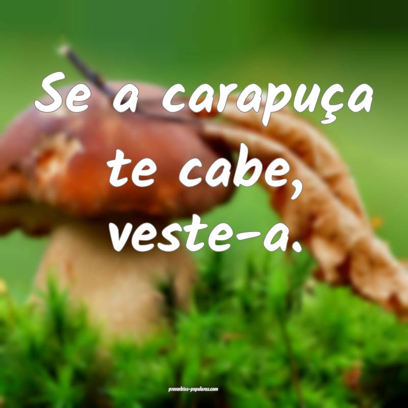Se a carapuça te cabe, veste-a.
 ...